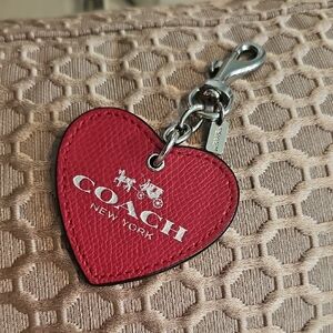Coach Red Heart Keyring with Silver Accents